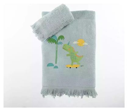 Nef-Nef Homeware Σετ Βρεφικές Πετσέτες 2τμχ Dinos On Wheels Μπλε Βάρους 420gr/m² - Nef Nef