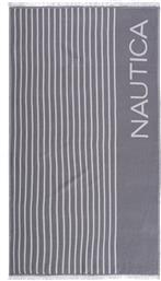 Nef-Nef Nau Stripe Grey Πετσέτα Θαλάσσης Παρεό Γκρι με Κρόσσια 170x90εκ.