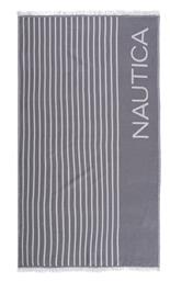 Nef-Nef Nau Stripe Grey Πετσέτα Θαλάσσης Παρεό Γκρι με Κρόσσια 170x90εκ. Nef Nef