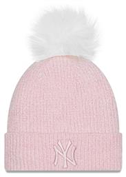 Chenille Bobble Beanie Γυναικείος Σκούφος Πλεκτός σε Ροζ χρώμα New Era
