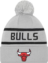 Cuff Knit Chicago Bulls Ανδρικός Pom Pom Beanie Σκούφος σε Γκρι χρώμα New Era