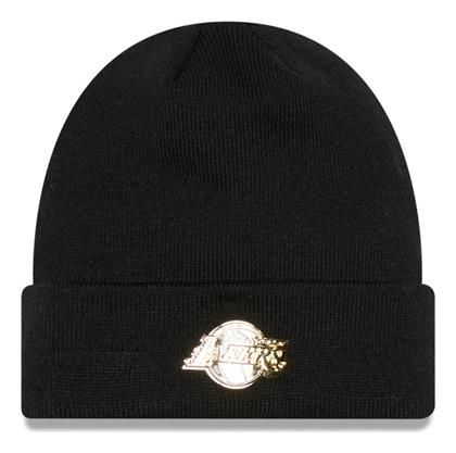 Metallic Badge Cuff Loslak Beanie Ανδρικός Σκούφος Πλεκτός σε Μαύρο χρώμα New Era