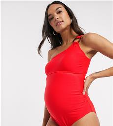 New Look Maternity one shoulder ring detail swimsuit in red από το Asos