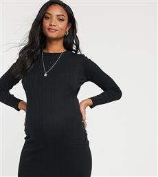 New Look Maternity rib bodycon dress in black από το Asos