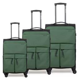 Βαλίτσες Υφασμάτινες Πράσινες Σετ 3τμχ Newcom