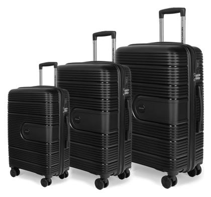 Βαλίτσες Ταξιδιού Σκληρές Μαύρο με 4 Ρόδες Σετ 3τμχ Newcom
