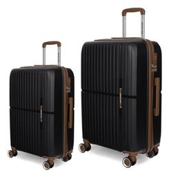 Βαλίτσες Ταξιδιού Σκληρές Μαύρο Μέγιστου Ύψους 67εκ. με 4 Ρόδες Σετ 2τμχ Newcom