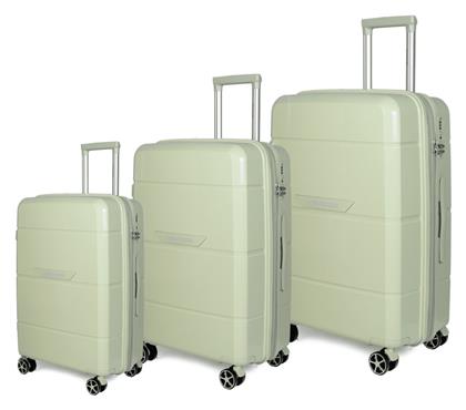 Βαλίτσες Ταξιδιού Σκληρές Πράσινο με 4 Ρόδες Σετ 3τμχ Newcom