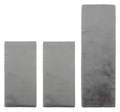 Σετ Shaggy Χαλιά Κρεβατοκάμαρας Puffy Light Grey 3τμχ Newplan