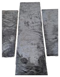 T-FC7A Σετ Shaggy Χαλιά Κρεβατοκάμαρας Puffy Dark Grey 3τμχ Newplan