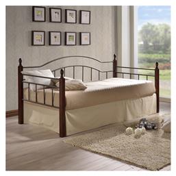 Nika Καναπές Κρεβάτι Μονό για Στρώμα 90x190cm Καρυδί-Μαύρο - Pakketo