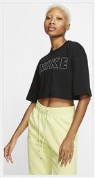 Block Logo Κοντομάνικο Crop Top Μαύρο Nike από το Cosmossport