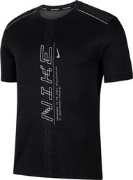 Nike Miler Αθλητικό Ανδρικό T-shirt Dri-Fit Μαύρο με Λογότυπο από το Factory Outlet