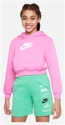 Fleece Παιδικό Φούτερ με Κουκούλα Ροζ Nike