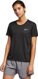 Nike Miler Αθλητικό Γυναικείο T-shirt Μαύρο από το Delikaris-sport