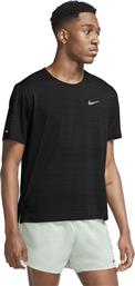 Nike Miler Αθλητικό Ανδρικό T-shirt Dri-Fit Μαύρο Μονόχρωμο από το Factory Outlet