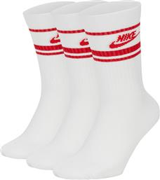Nike NSW Essential Stripe Αθλητικές Κάλτσες Λευκές 3 Ζεύγη