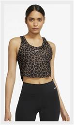 One Γυναικείο Αθλητικό Crop Top Αμάνικο Dri-Fit Καφέ Καφέ Nike
