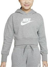 Nike Παιδικό Φούτερ Cropped με Κουκούλα Γκρι