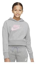 Nike Παιδικό Φούτερ Cropped με Κουκούλα Γκρι Sportswear