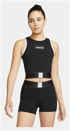 Pro Γυναικείο Αθλητικό Crop Top Αμάνικο Dri-Fit Μαύρο Μαύρο Nike