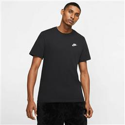 Nike Sportswear Club Ανδρικό Αθλητικό T-shirt Κοντομάνικο Μαύρο από το Cosmos Sport