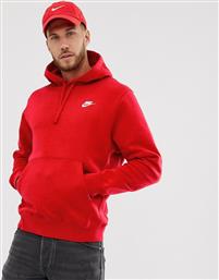 Nike Sportswear Club Ανδρικό Φούτερ με Κουκούλα και Τσέπες Κόκκινο από το HallofBrands