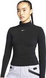 Nike Sportswear Collection Essentials Μακρυμάνικο Γυναικείο Top με Ζιβάγκο Μαύρο από το Cosmossport