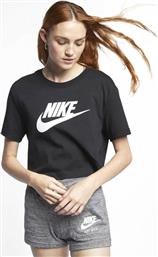Nike Essential Γυναικείο Αθλητικό Crop Top Κοντομάνικο Μαύρο Μαύρο από το Factory Outlet