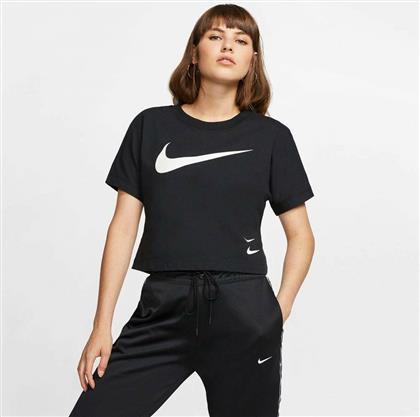 Nike Swoosh Κοντομάνικη Γυναικεία Αθλητική Μπλούζα Μαύρη από το HallofBrands