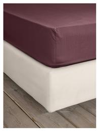 Υπέρδιπλο 165x205+35εκ. με Λάστιχο Unicolors Deep Bordeaux Nima