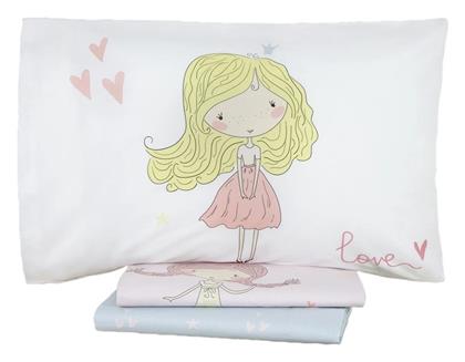 Σετ Παιδική Παπλωματοθήκη Μονή με Μαξιλαροθήκη Βαμβακερή Ροζ 160x240εκ. Nima