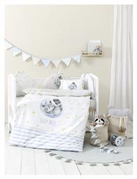 Σετ Βρεφική Παπλωματοθήκη με Μαξιλαροθήκη Sleepy Racoon Λευκό, Γαλάζιο 110x145εκ. Nima