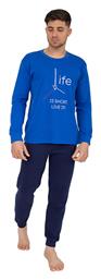 Χειμερινή Ανδρική Πιτζάμα Βαμβακερή Life Blue Nina Club