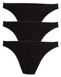 NC Βαμβακερά Γυναικεία Slip 3Pack Μαύρα Nina Club