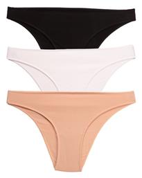 NC Βαμβακερά Γυναικεία Slip 3Pack Μαύρο/Λευκό/Μπεζ Nina Club