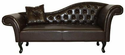 Niovi Vintage Ανάκλιντρο Chesterfield από Συνθετικό Δέρμα Καφέ Μ190xΠ61xΥ84εκ. HomeMarkt