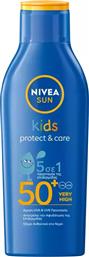 Nivea Αδιάβροχο Παιδικό Αντηλιακό Γαλάκτωμα Sun Kids Protect & Care για Πρόσωπο & Σώμα SPF50+ 200ml