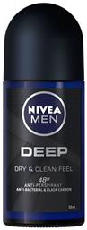 Men Deep Dry & Clean Feel Anti-perspirant Αποσμητικό 48h σε Roll-On 50ml Nivea