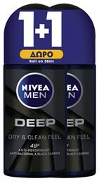 Men Deep Dry & Clean Feel Αποσμητικό 48h σε Roll-On 2x50ml Nivea