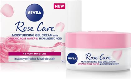 Nivea Rose Care 48ωρο Gel-Κρέμα Προσώπου Ημέρας για Ενυδάτωση με Υαλουρονικό Οξύ 50ml