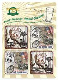 Route 66 Bike Σουβέρ Μεταλλικό Πολύχρωμο 9x9cm 4τμχ Nostalgic Art