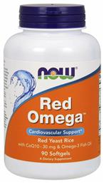 Red Omega Red Yeast Rice with CoQ10 30mg & Omega 3 Fish Oil Ιχθυέλαιο 90 μαλακές κάψουλες Now Foods