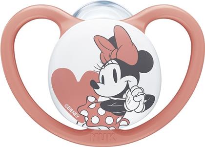 Nuk Ορθοδοντική Πιπίλα Σιλικόνης για 6-18 μηνών Space Mickey & Minnie με Θήκη Ροζ