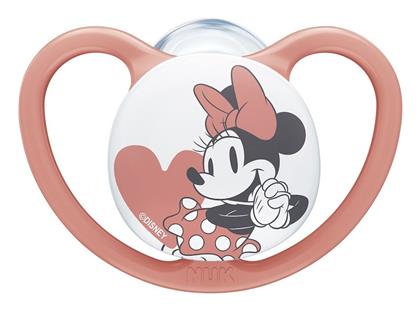 Ορθοδοντική Πιπίλα Σιλικόνης Space Mickey & Minnie Minnie Ροζ με Θήκη για 18-36 μηνών Nuk
