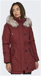 Μπουφάν Parka μπορντό Only