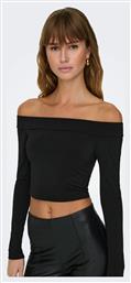 Γυναικείο Crop Top Off-Shoulder Μακρυμάνικο Μαύρο. Only