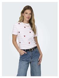 Γυναικείο T-shirt Ριγέ Λευκό Only