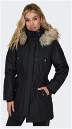 Κοντό Γυναικείο Μπουφάν Παρκά για Χειμώνα Black Nature Fur Only