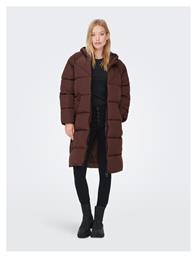 Μακρύ Γυναικείο Puffer Μπουφάν για Χειμώνα Chestnut Only